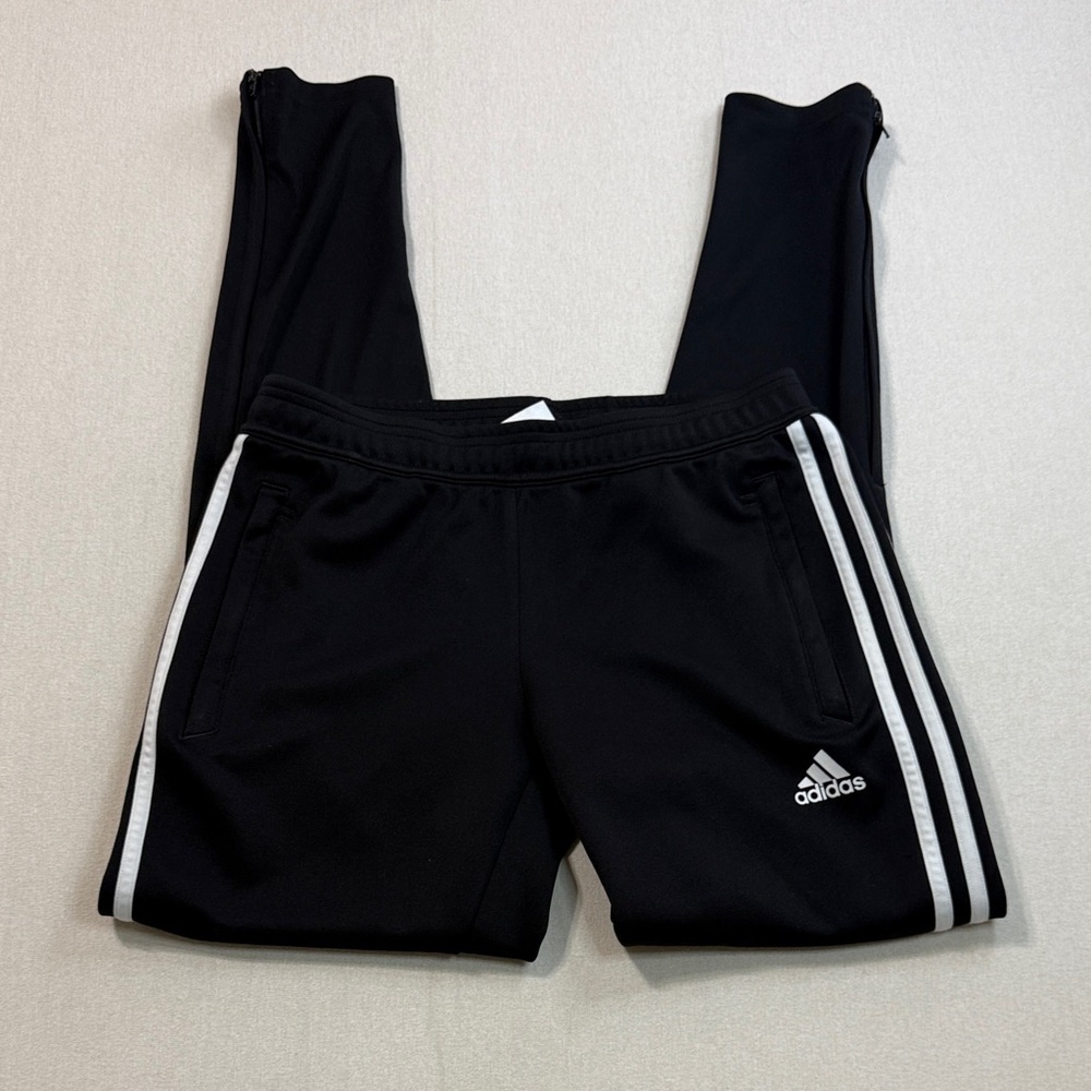 Adidas Women's Black Track Pants with White Stripes